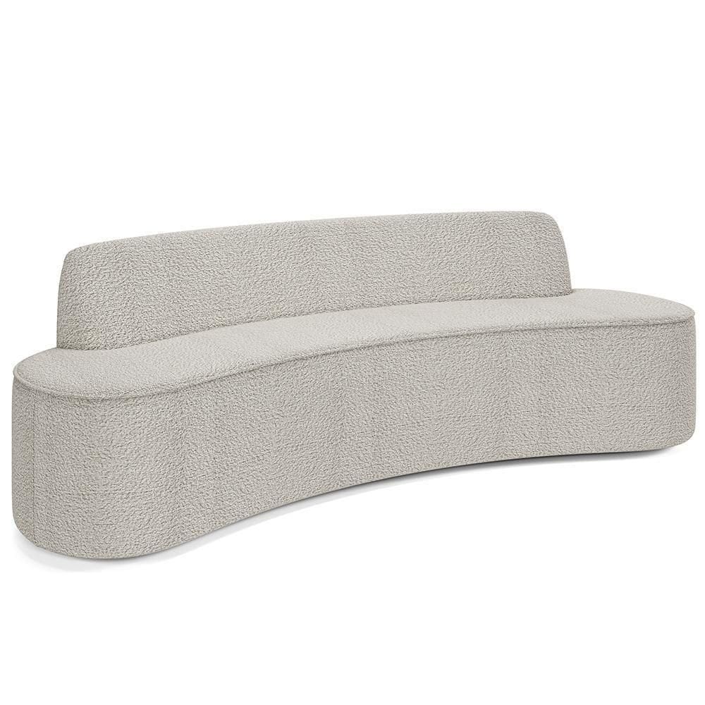 Sofá 3 Lugares Curvo Sala De Estar Living Cancún D02 Bouclê Creme 210 Cm B-54