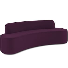 Sofá 3 Lugares Curvo Sala De Estar Living Cancún D02 Veludo Roxo 210 Cm C-292