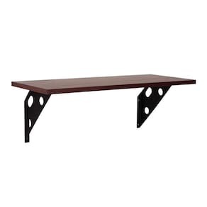 Prateleira Em Madeira Pinus Com Acabamento Tabaco Borda Em Pvc E Suporte Metalico 400x250x15 Mm