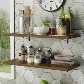 Kit 2 Prateleiras Suspensas Para Cozinha Madesa 80 Cm Com Mão Francesa - Rustic Rustic