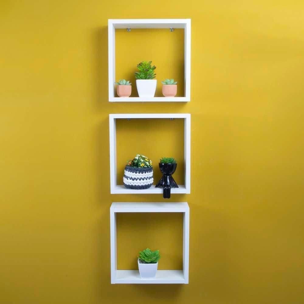 Conjunto 3 Nichos Decorativos 30x30 Branco Para Sala Quarto