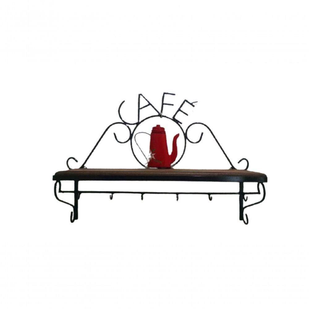 Prateleira Ferro Café Cozinha Madeira 60 Cm Largura