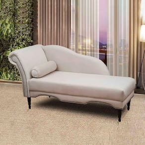 Chaise Longue Divã Copenhagen Veludo Bege Marfim 160 Speciale Home Bege
