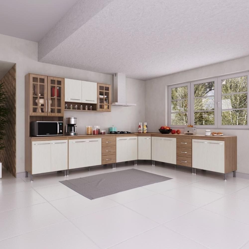 Cozinha Completa 7 Peças 600cm 16 Portas 6 Gavetas Com Tampo