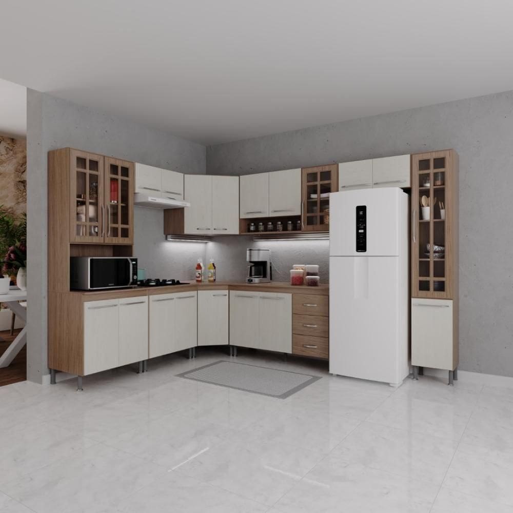 Cozinha Completa 9 Peças 515cm 20 Portas 3 Gavetas Com Tampo