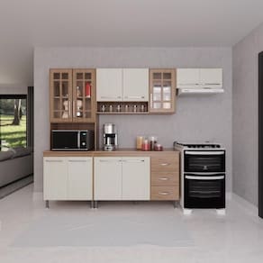 Cozinha Compacta 4 Peças 260cm 11 Portas 3 Gavetas Com Tampo