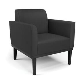 Poltrona Decorativa Pés Fixo Em Madeira Preto Pu Preto