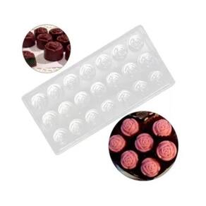 Forma De Chocolate Policarbonato / Bombom Molde Flor Rosa