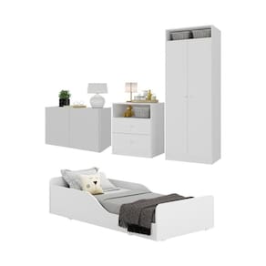 Quarto Infantil Completo C/ Minicama E Mesa Cabeceira Multimóveis Mp4204 Branco Branco