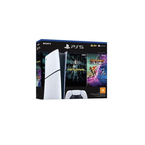 imagem-PS5 Playstation 5 Sony Slim SSD 1TB Controle sem fio DualSense, Branco + Jogos Returnal e Ratchet & Clank
