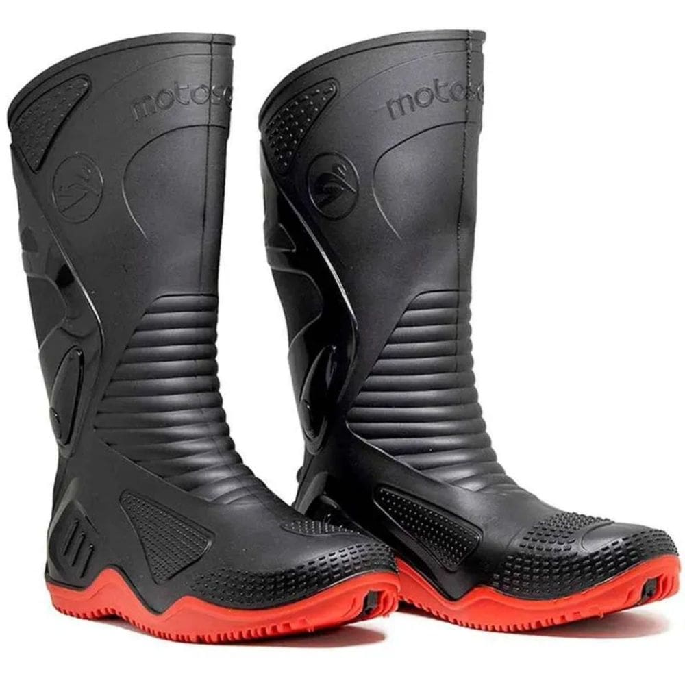 Bota Pvc Cano Alto Impermeavel Vermelho Com Forro Motosafe