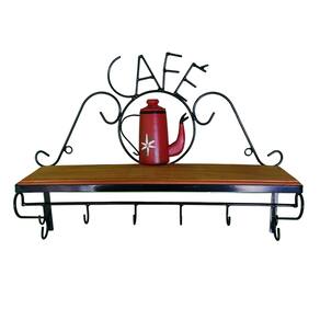 Prateleira de Café Porta Tempero 60cm Tema Bule Vermelho Sudeste Rústico