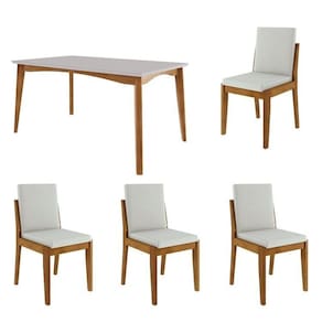 Conjunto Sala de Jantar Mesa Monalisa com 4 Cadeiras Lady Mel Natural/Off White