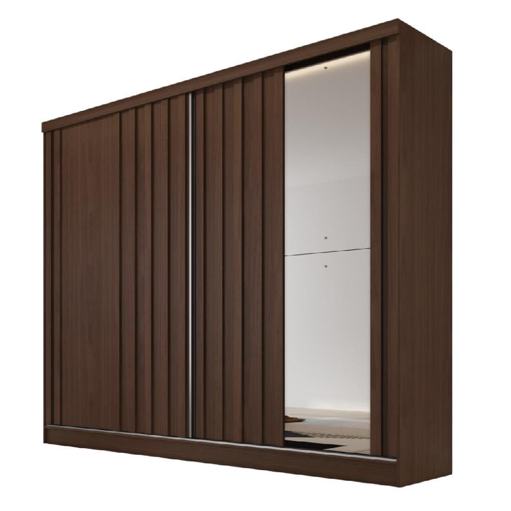 Guarda Roupa Galati Ripado Com 1 Espelho MDF - MadeMarcs