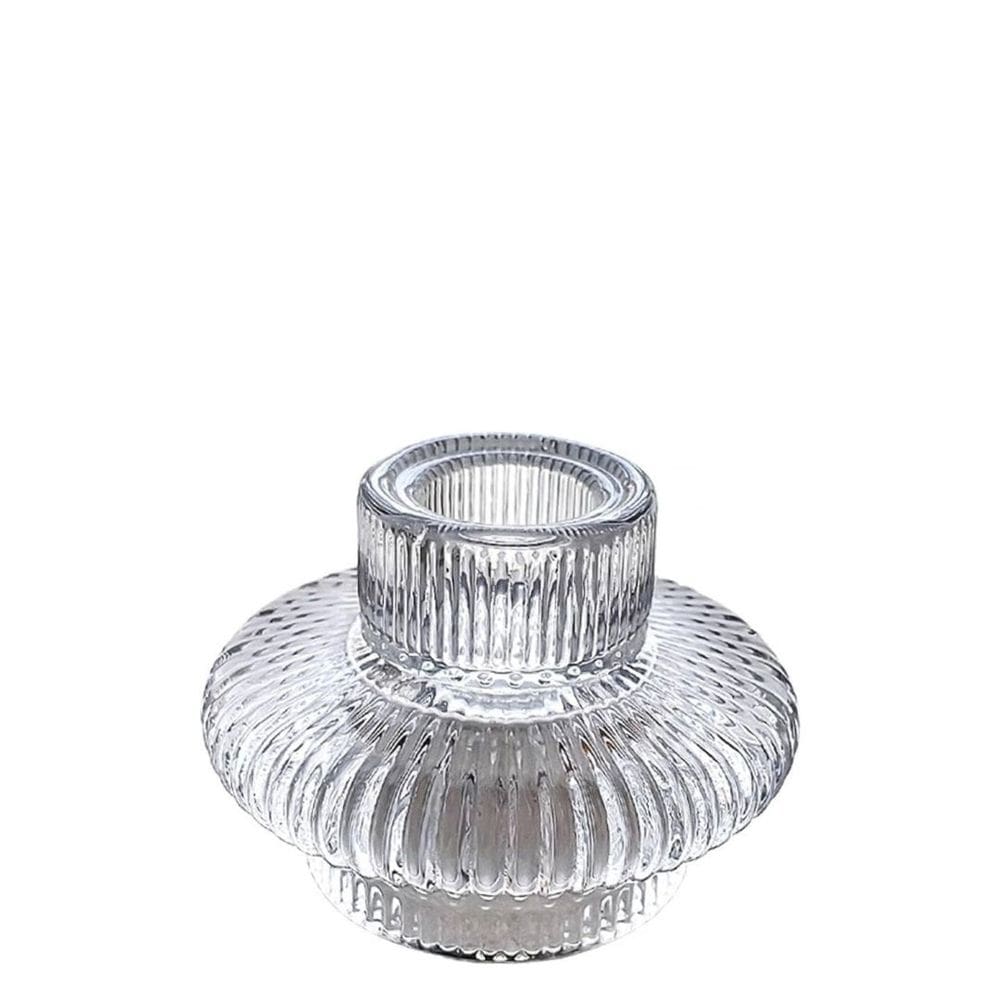 Castiçal Suporte Vela De Vidro Sodo Cálcico Transparente 6cm