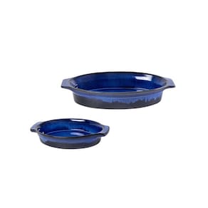 2 Travessas de Cerâmica Azul 40cm UN0023 BTC