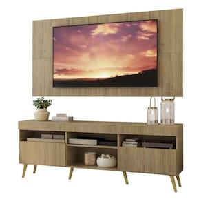 Rack Com Painel Tv 65" Retrô Londres Multimóveis V3337 Rustic/Natural Rustic/Natural