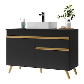 Gabinete Banheiro 2 Portas E 1 Gaveta Retrô 120Cm Multimóveis V5025 Preto Preto