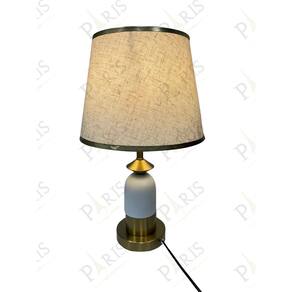 Luminária de Mesa Abajur em Metal Dourado e Branco com Cúpula Branca 47cm 1E27 14691-PL
