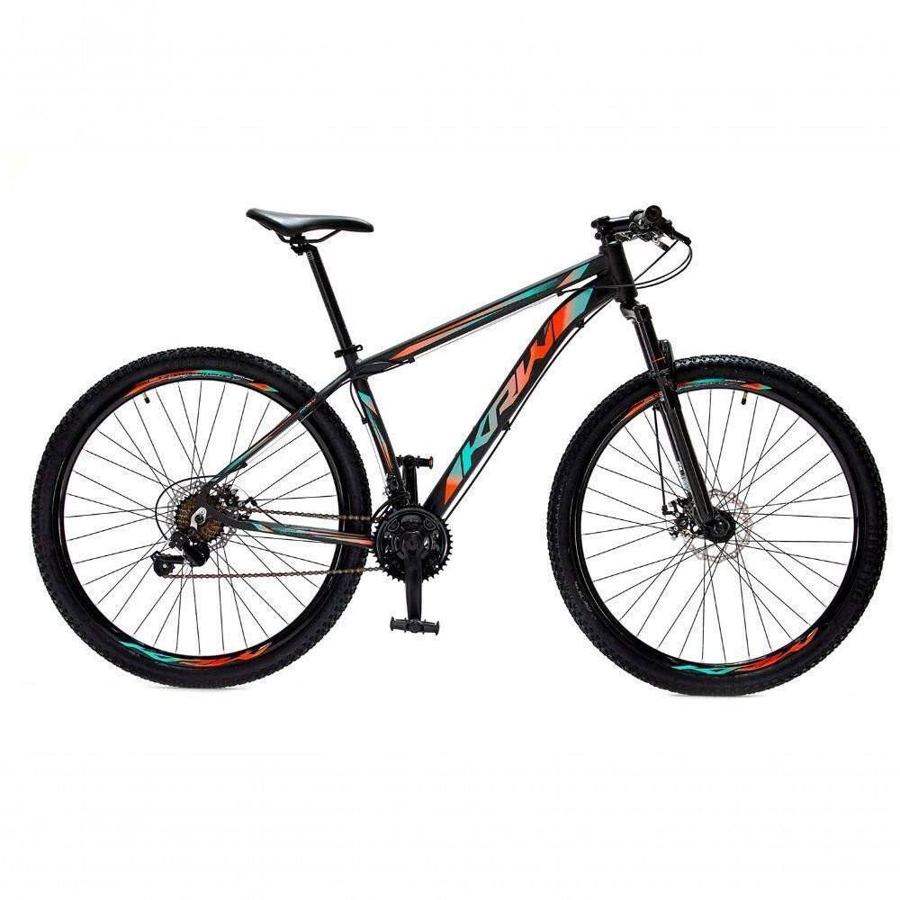 Bicicleta Aro 29 Krw Alumínio Shimano 21 Vel Freio A Disco Suspensão S6 21 Preto-Azul E Laranja