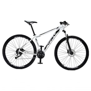 Bicicleta Aro 29 Krw Alumínio 27 Vel Freio Hidráulico Suspensão Com Trava S9 21 Branco-Preto