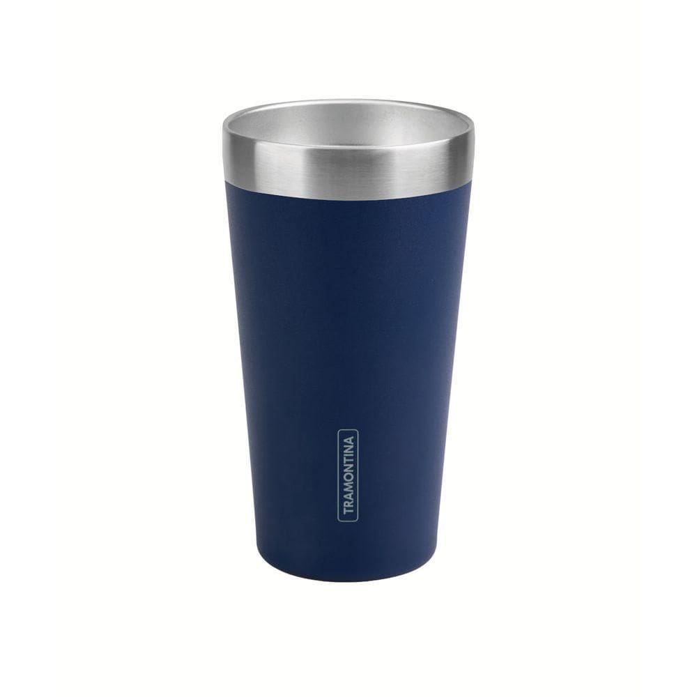 Copo Térmico Tramontina Exata Em Aço Inox Azul Sem Tampa 420 Ml