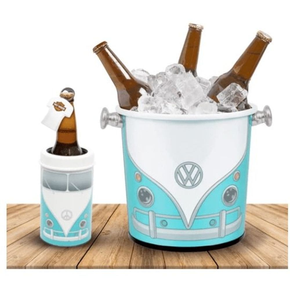 Balde De Gelo Kombi Retrô 5 Litros Alúminio - Azul/ Branco