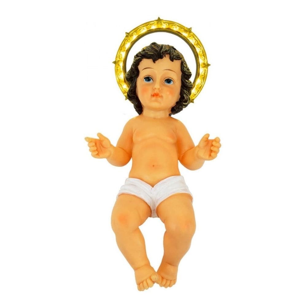 Enfeite Menino Jesus Grande Com Luz Natal 44cm Resina