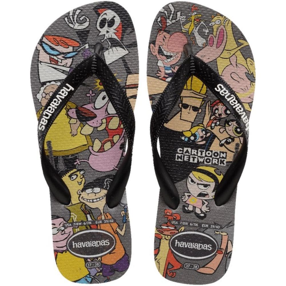 Chinelo Havaianas Top Warner Classics Masculino - Preto e Cinza