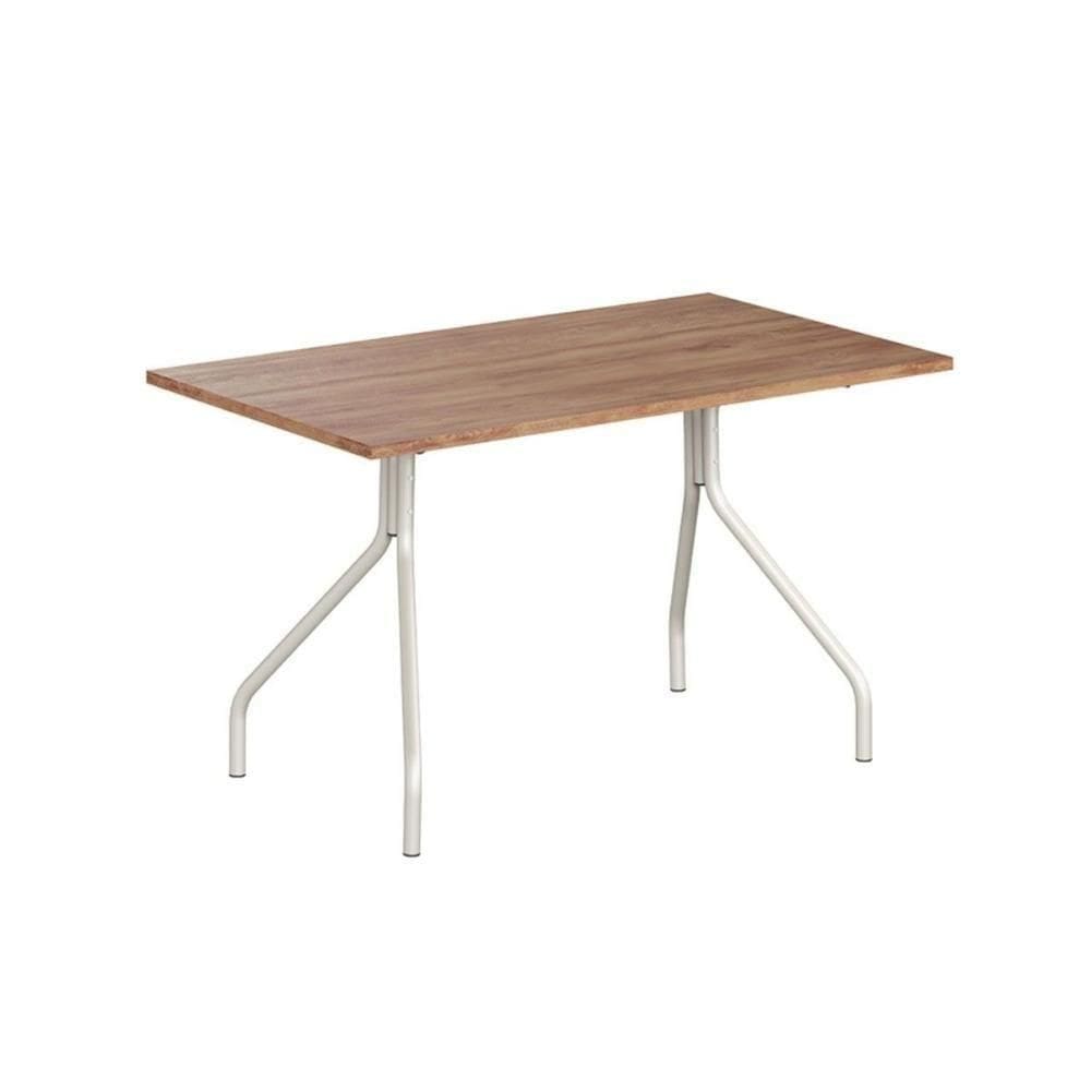 Mesa Para Cozinha 1556 + Tampo Madeirado 136x80cm Freijo C- Prata - Carraro