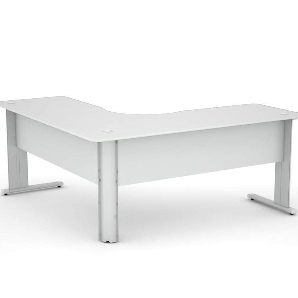 Mesa para Escritório em L Maxxi Pandin Móveis Cinza