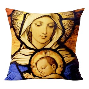 Almofada Estampada Religiosa Menino Jesus Maria 39cm