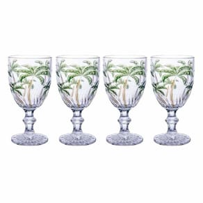 Jogo 4 Taças Vidro Palm Tree Transparente Class Home 310ml