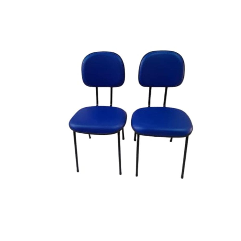 Kit 2 cadeiras palito fixa para recepção igreja recepção sala de espera corano azul