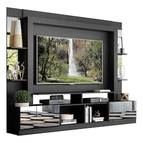 Estante Tv 65" Com Espelho Oslo Multimóveis V3389 Preta/Tenerife Preto/Tenerife