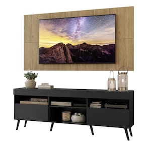 Rack Com Painel Tv 65" Retrô Londres Multimóveis V3337 Rustic/Preto Rustic/Preto