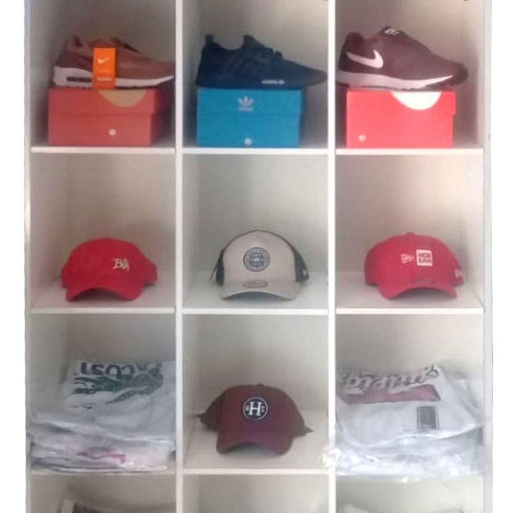 Kit Armário Colméias Cabideiro Provador e Estante Prateleira