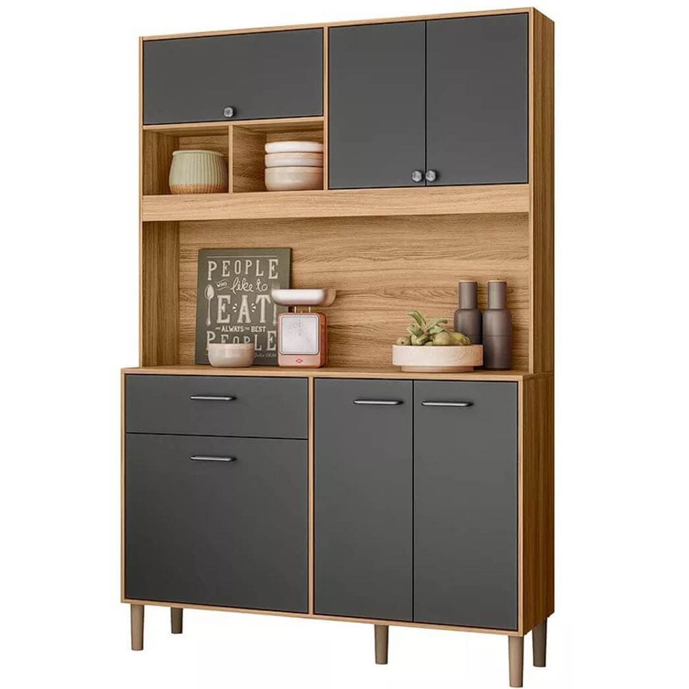  Armário de Cozinha Erva Doce 120cm 6 Portas 1 Gaveta Nicioli 