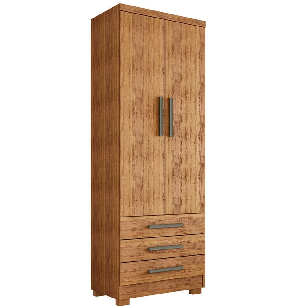 Guarda Roupa Floripa Solteiro 2 Portas 3 Gavetas Rud Rack Cor Cedro