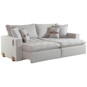 Sofá Cama Zeus 220cm 4 Lugares Retrátil e Reclinável Tecido Linho Innove Cor Gelo