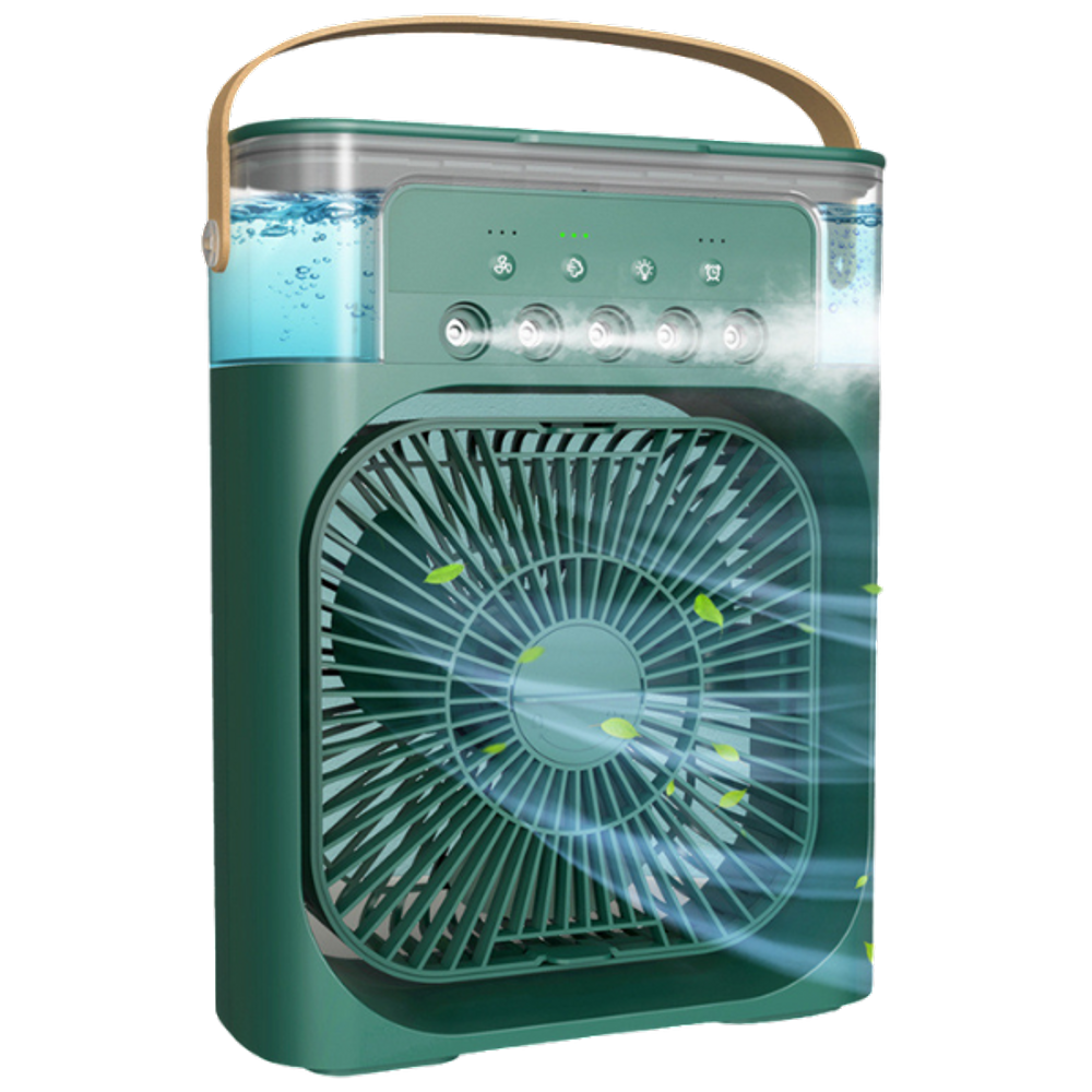 Ventilador Portátil de Mesa Mini Ar Condicionado Umidificado Verde