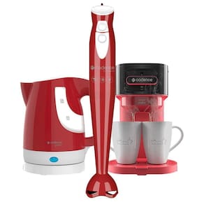 Kit Trio Vermelho Cadence - Cafeteira Chaleira Mixer 220V