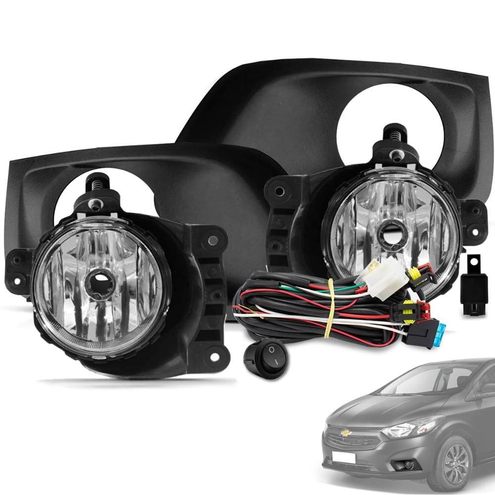 Kit Farol de Milha Onix Prisma LT 2017 a 2019 Botão Touch Moldura Preto