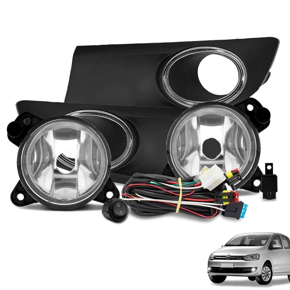 Kit Farol de Milha Fox 2010 a 2013 Botão Tic Tac e Moldura