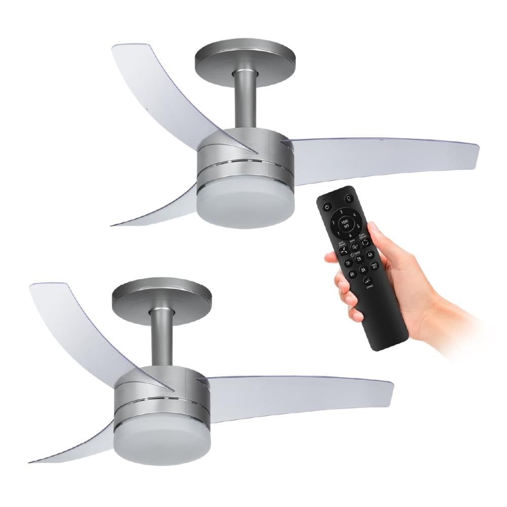 Kit 2 Ventiladores de Teto Arno Prata 3 Pás e Controle VX15