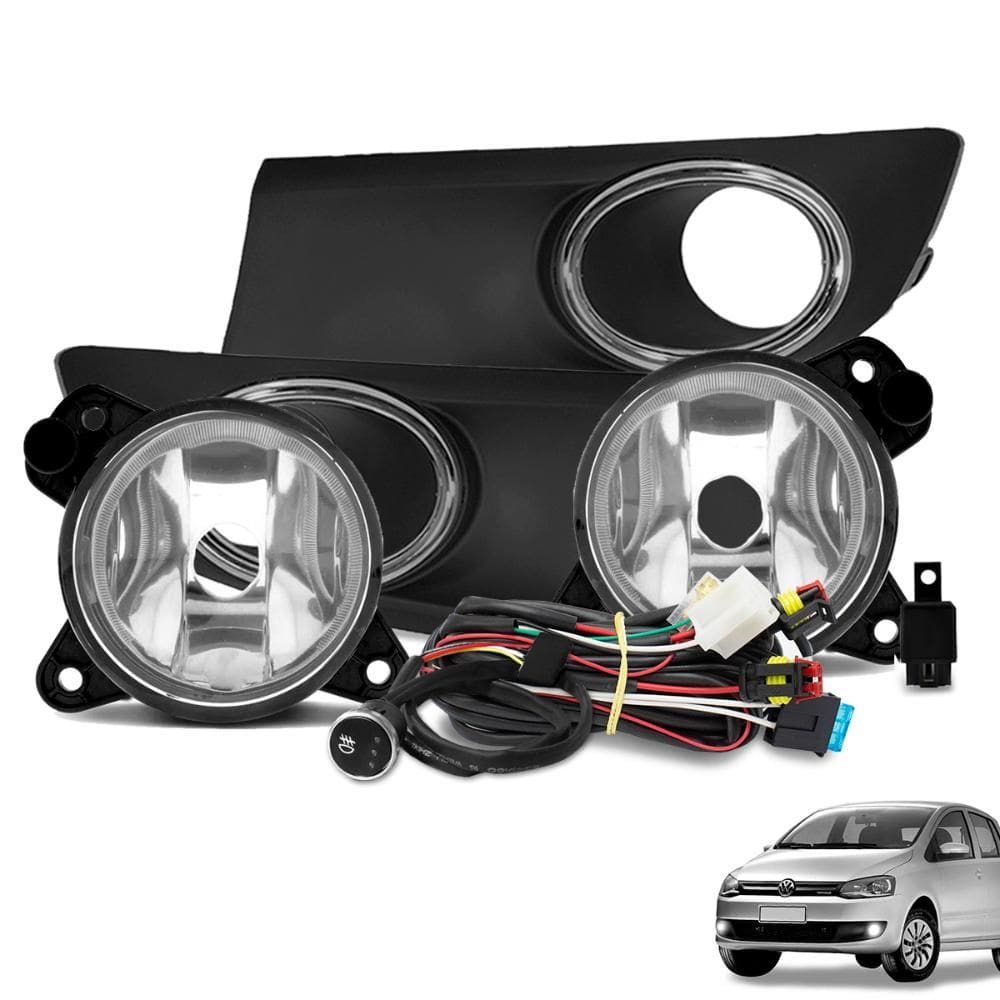 Kit Farol de Milha Fox 2010 a 2013 Botão Touch e Moldura