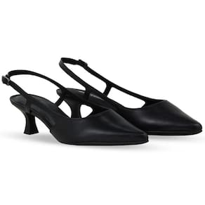 Scarpin Couro Bottero Slingback Bico Fino Salto Baixo-Preto