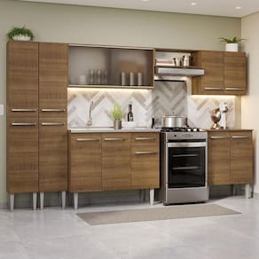 Armário De Cozinha Completa 293cm Com Pia Rustic Emilly Madesa 06 Rustic