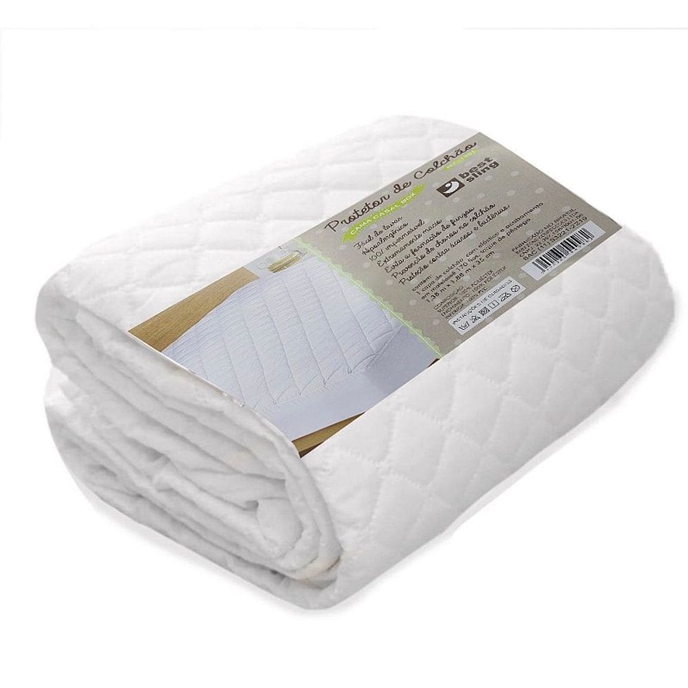 Capa para Colchao Casal Box Standard Protetor de Colchão Enxoval Branco Poliester 138xm X 188cm