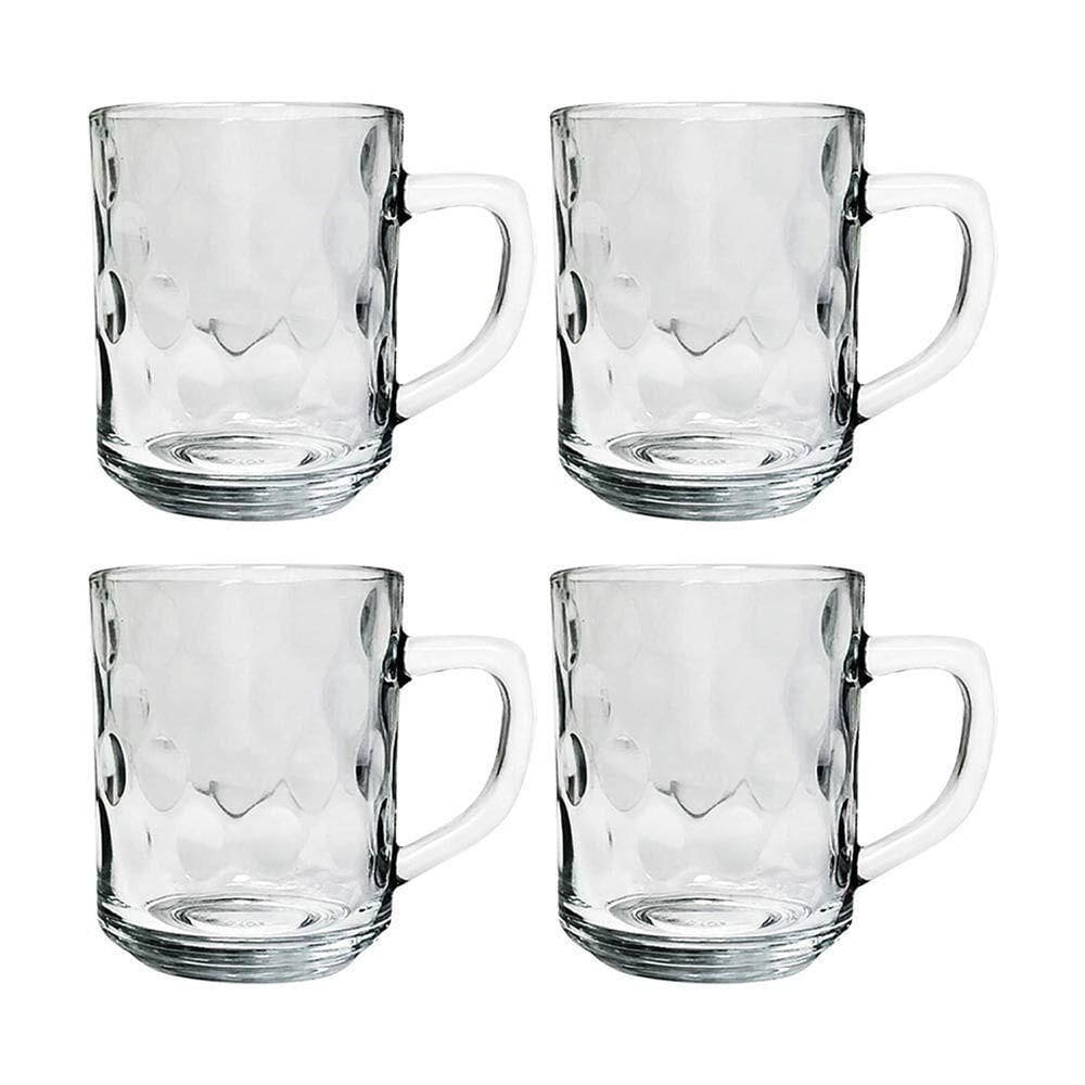 Kit 4 Canecas De Vidro Bubles Relevo Em Casa Tem 245ml